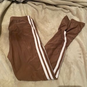 Suede brown track leggings